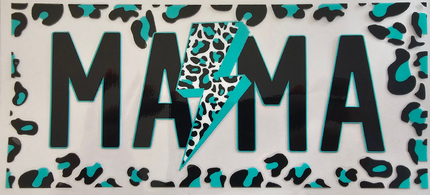 Mama Teal Leopard with Lightning Bolt