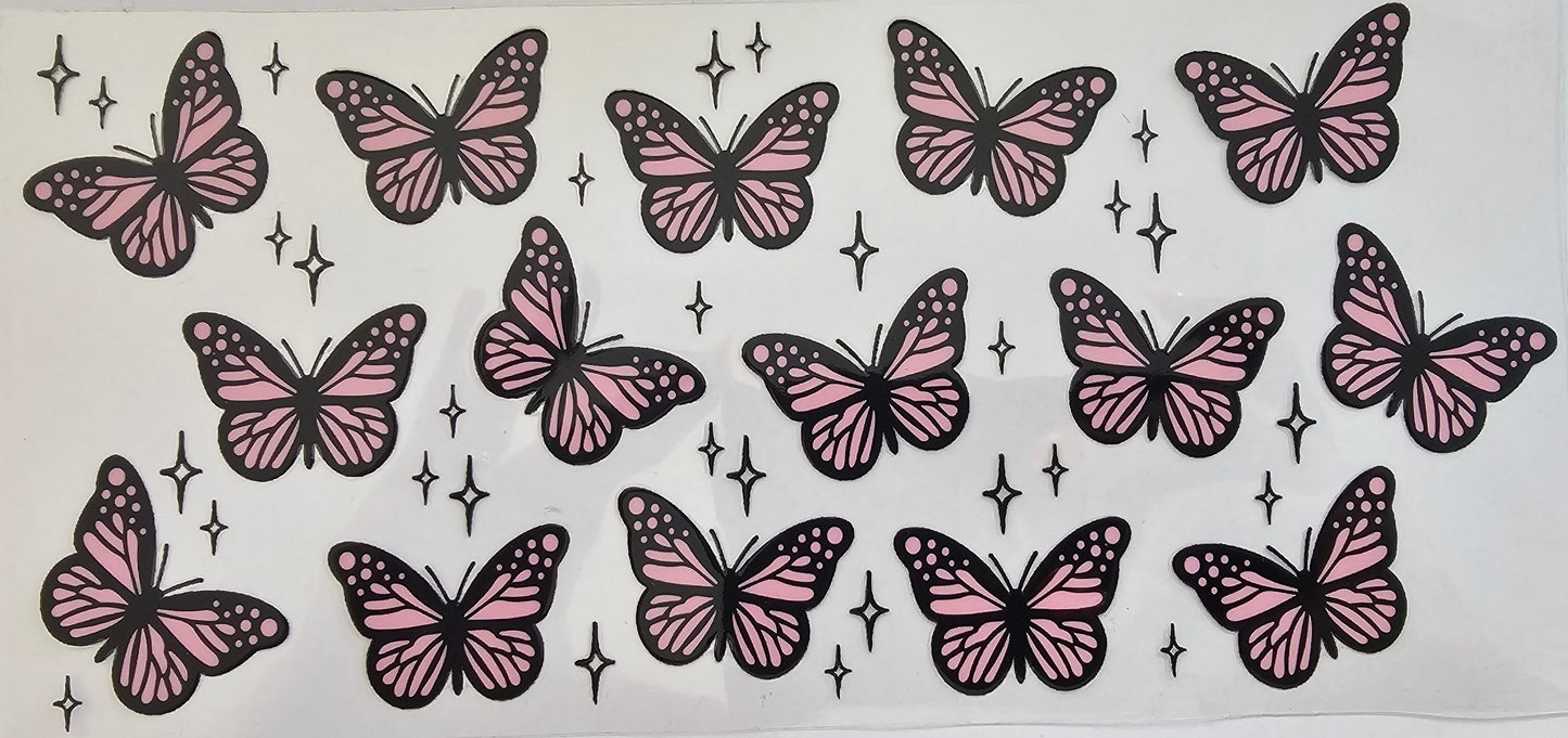 Pink & black butterflies & stars