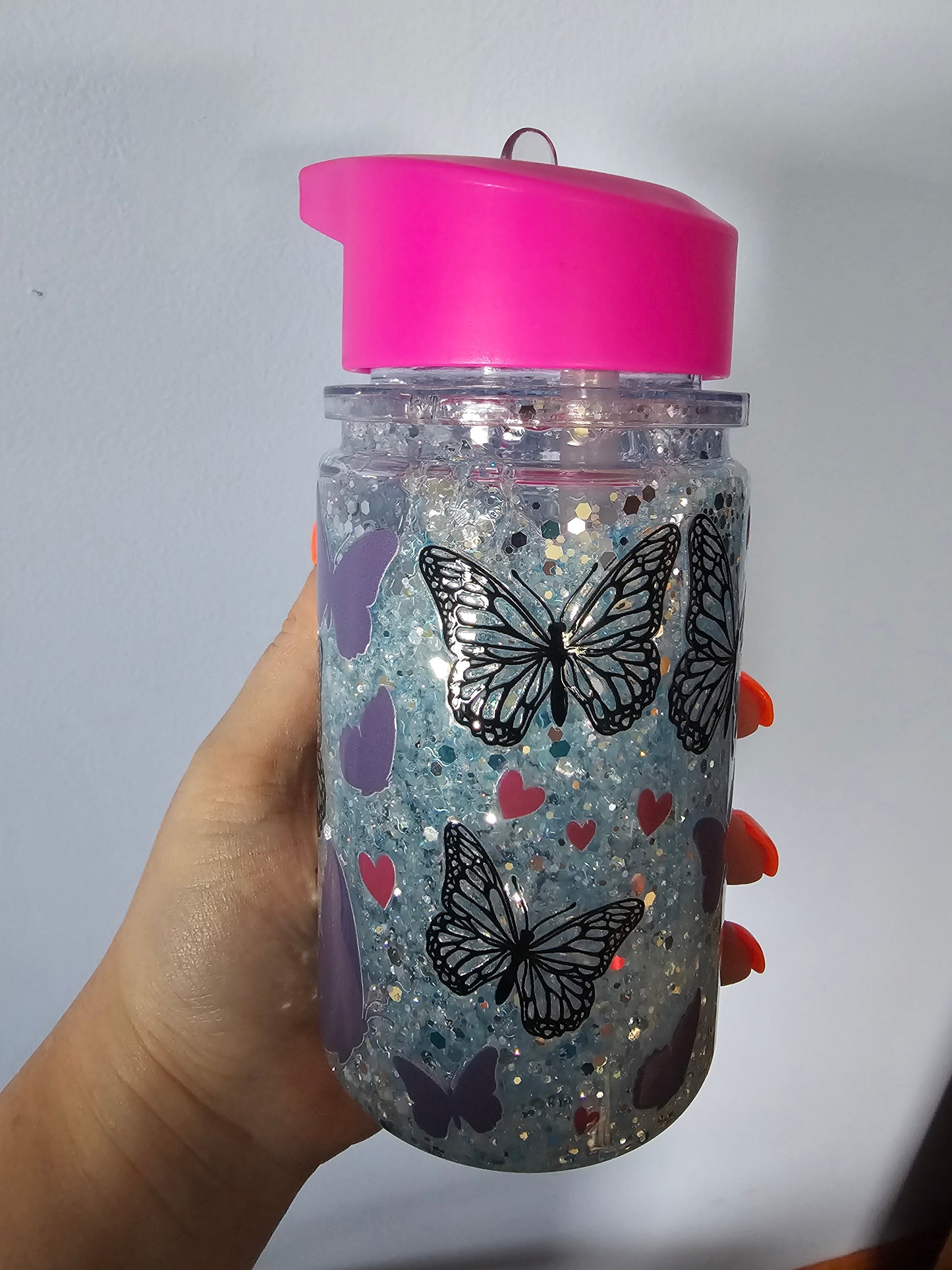 Pre-made 10oz acrylic kids snowglobe cup