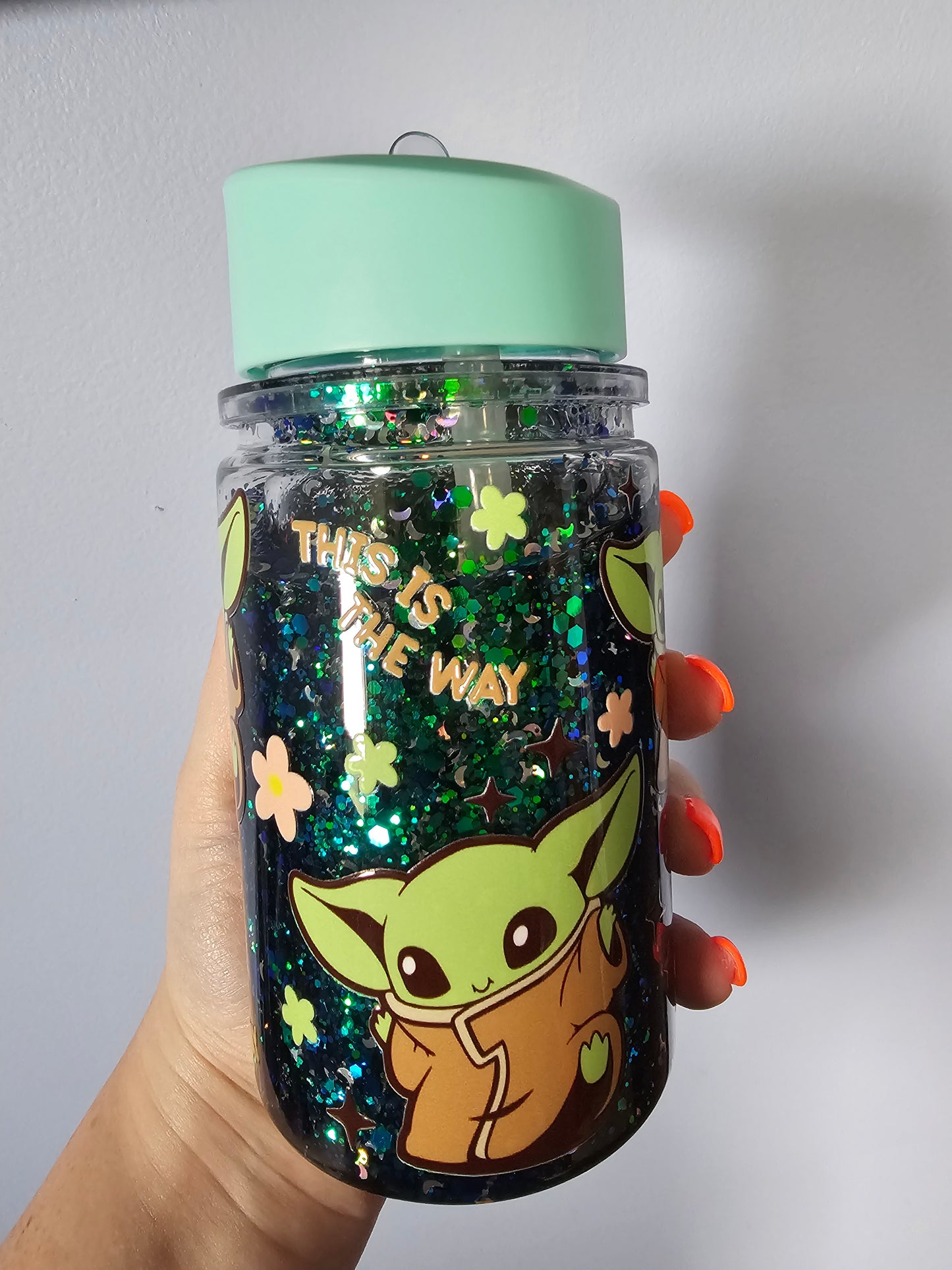Pre-made 10oz acrylic kids snowglobe cup