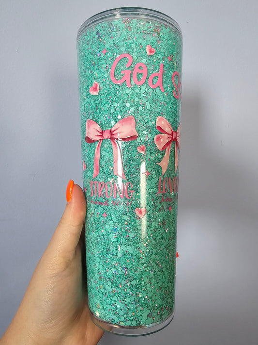 Pre-made 20oz stainless steel snowglobe tumbler