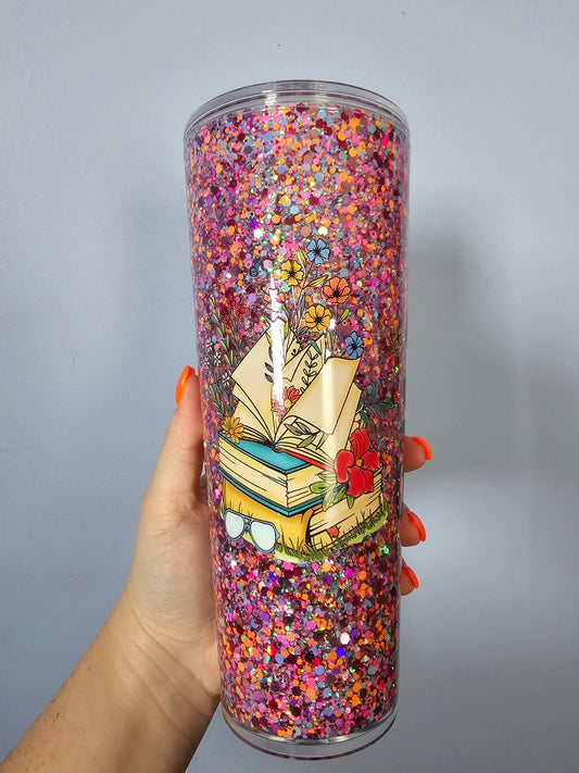 Pre-made 24 oz acrylic snowglobe tumbler