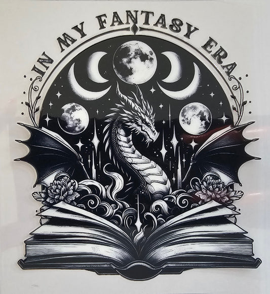 In my fantasy era dragon book black & white