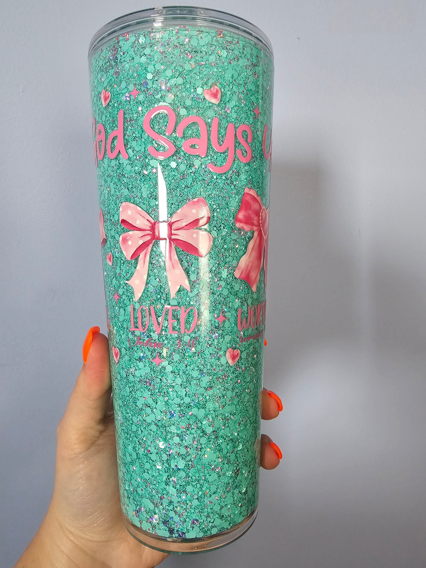 Pre-made 20oz stainless steel snowglobe tumbler