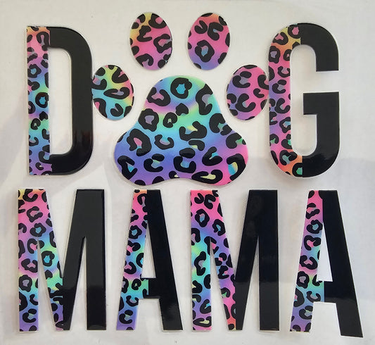 Dog mama rainbow leopard