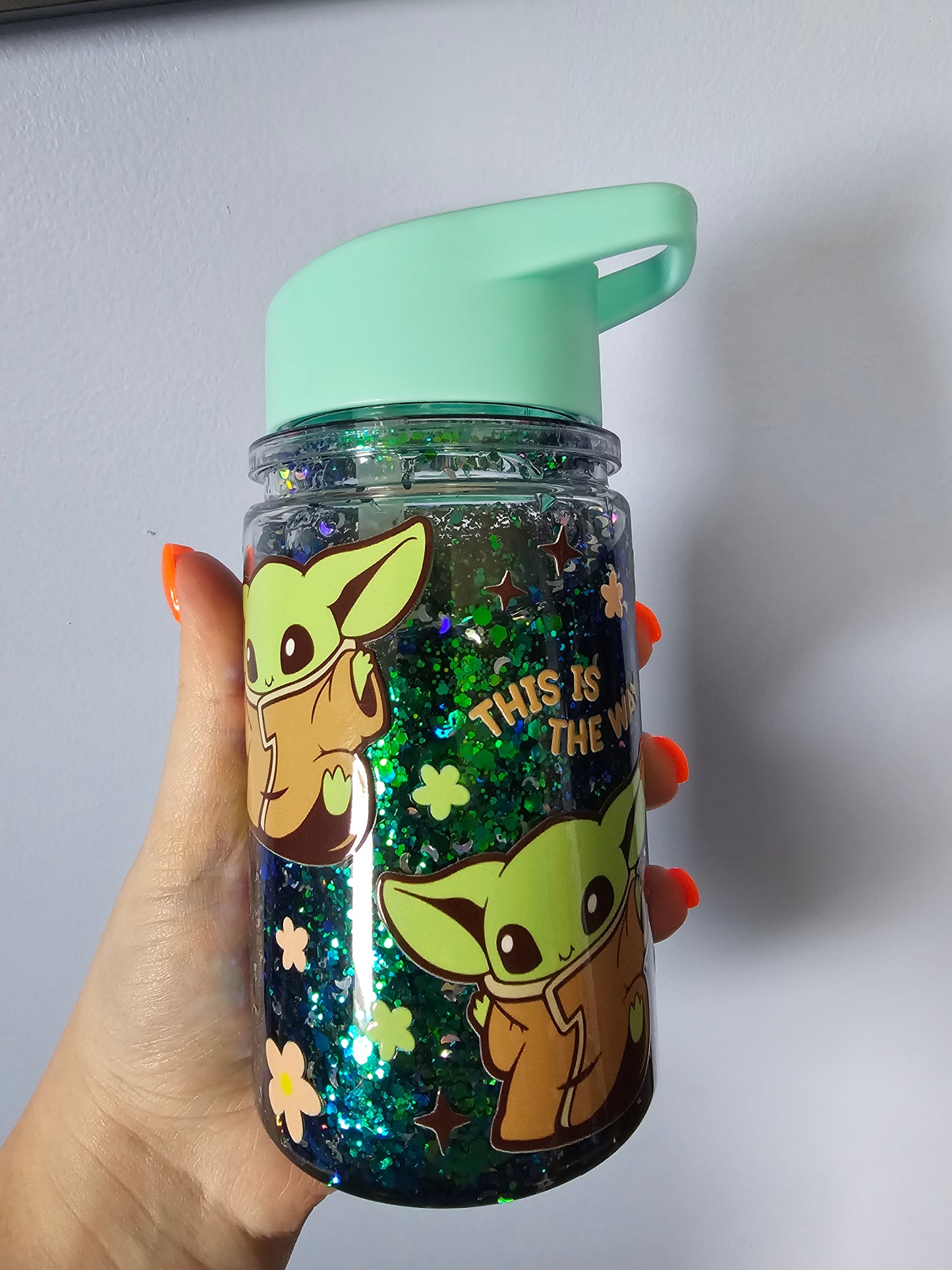 Pre-made 10oz acrylic kids snowglobe cup