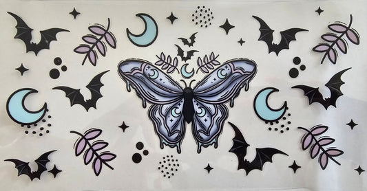 Drippy butterfly with moons & bats