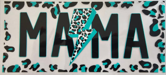 Mama Teal Leopard with Lightning Bolt