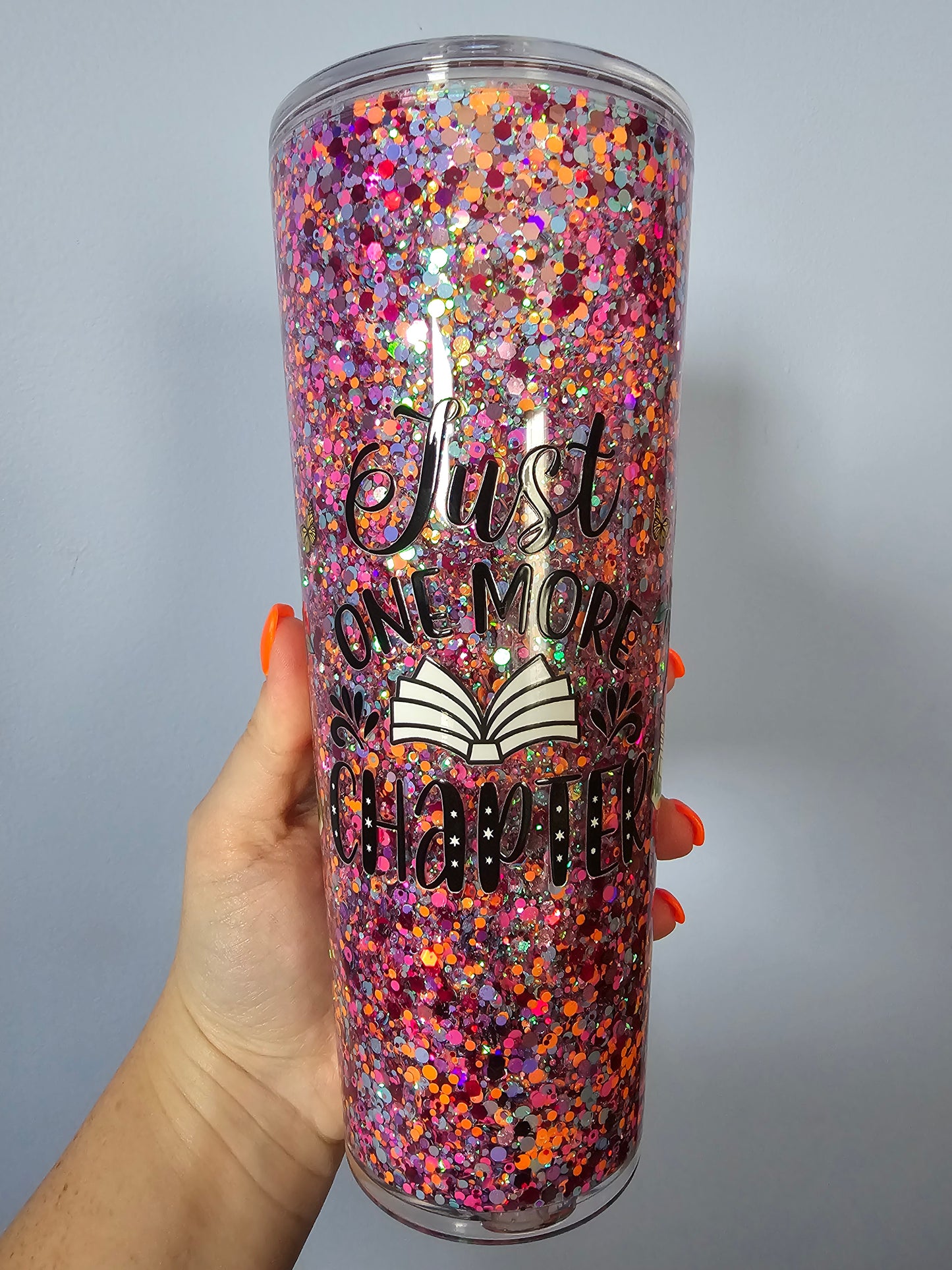 Pre-made 24 oz acrylic snowglobe tumbler