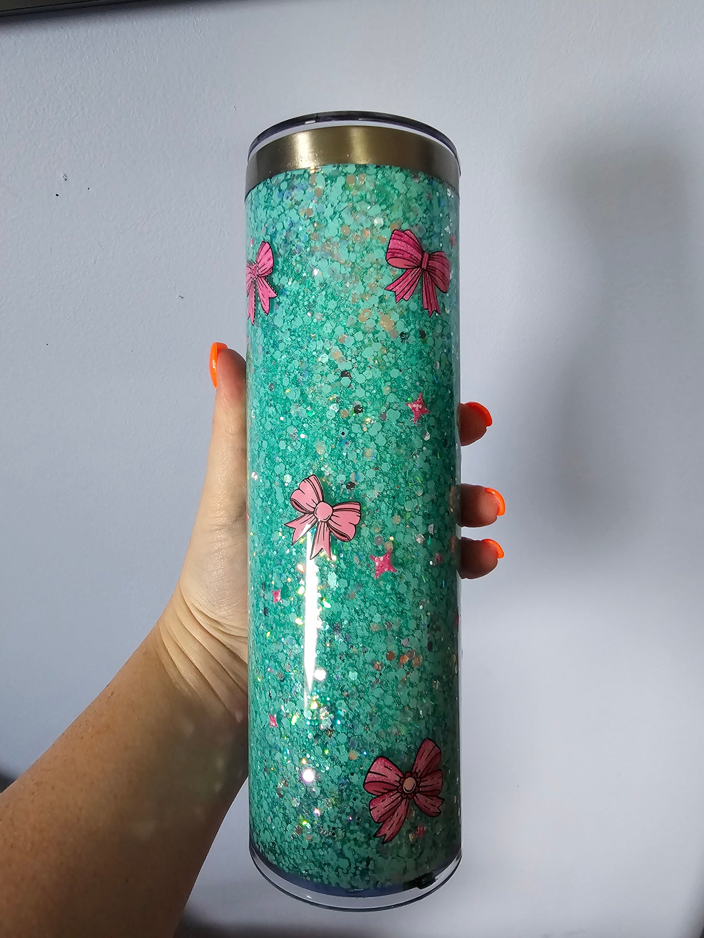 Pre-made 20oz stainless steel snowglobe tumbler
